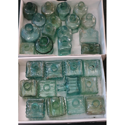 207 - Collection of early glass inkwells