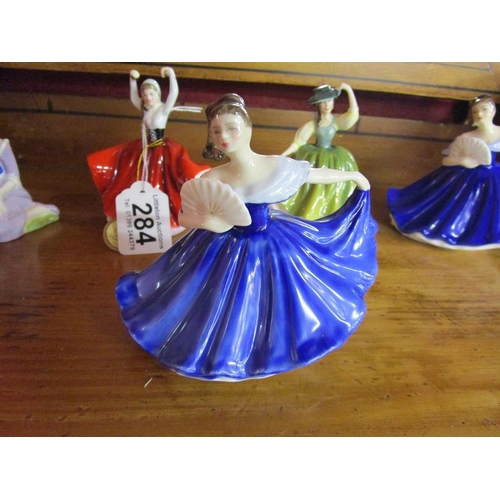 284 - Collection of five Royal Doulton figurines and ceramic sign