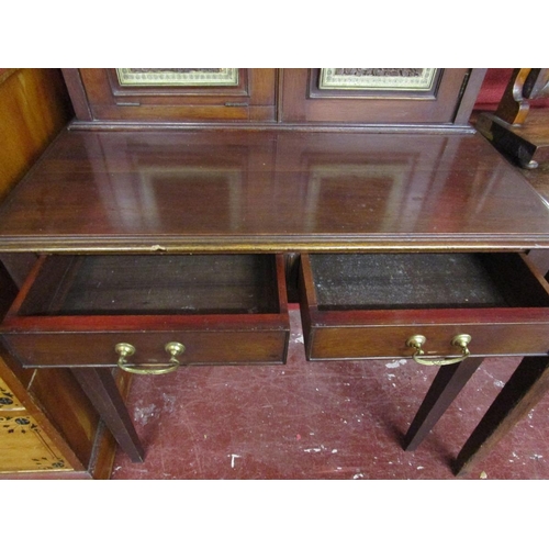 287 - Fine Victorian mahogany glazed stationary cabinet with interesting Anglo Indian carved panels - Appr... 