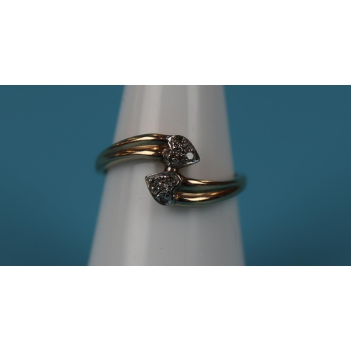 29 - Gold diamond double heart ring