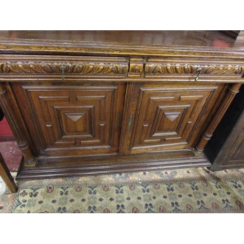 294 - French oak buffet - Approx W: 140cm D: 51cm H: 226cm