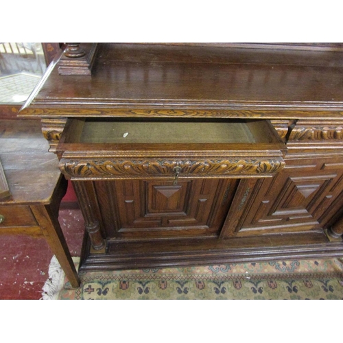 294 - French oak buffet - Approx W: 140cm D: 51cm H: 226cm