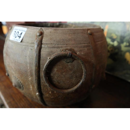 304 - Large carved wooden bowl - Approx H: 20cm