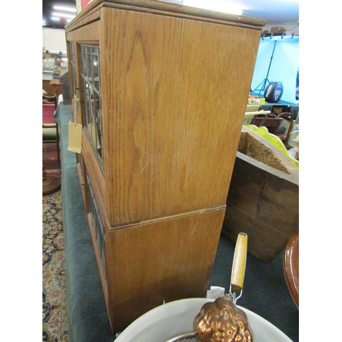 383 - Antique oak 2 tier barristers bookcase - Approx W: 88cm D: 23cm H: 62cm