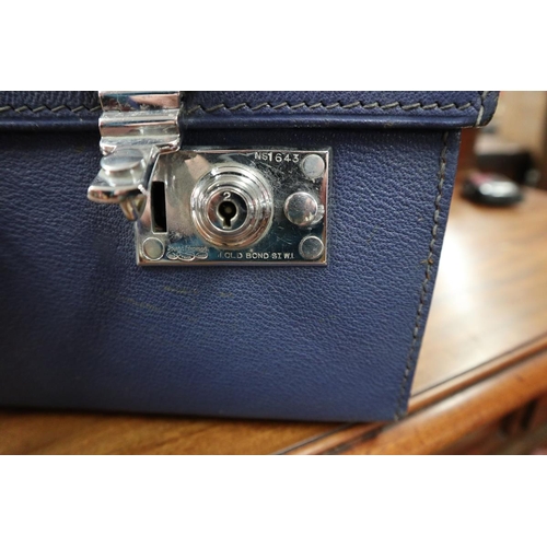 421 - Blue leather vanity case