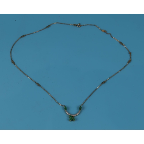 45 - Gold emerald & diamond necklace