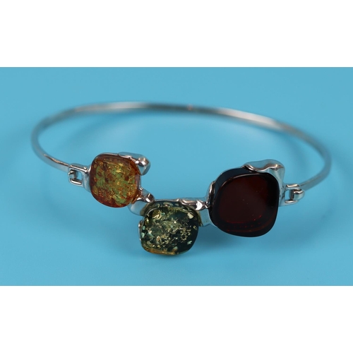 7 - Silver and amber bangle