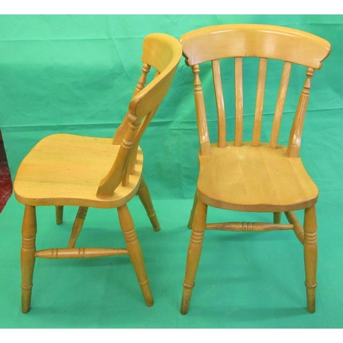 514 - Set of 8 beech slat back dining chairs