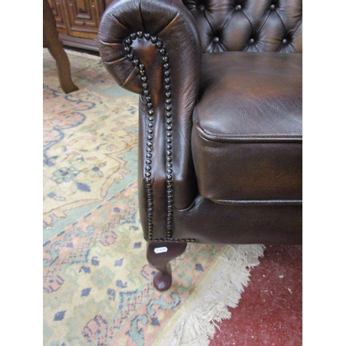 308 - Leather wing-back armchair - Conker brown