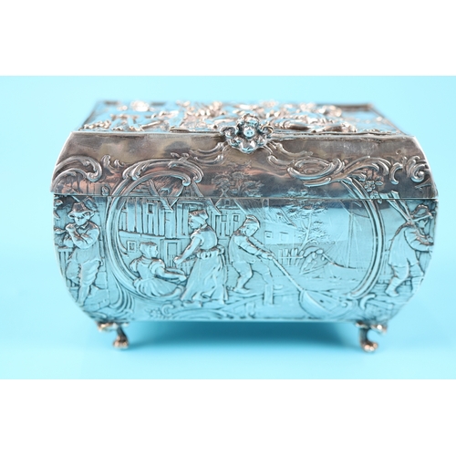 1 - Berthold Muller chased silver casket - Approx weight: 188g