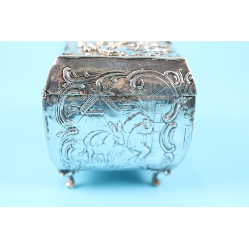 1 - Berthold Muller chased silver casket - Approx weight: 188g