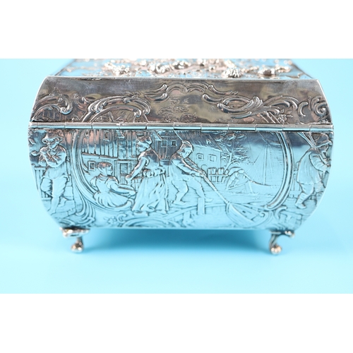 1 - Berthold Muller chased silver casket - Approx weight: 188g