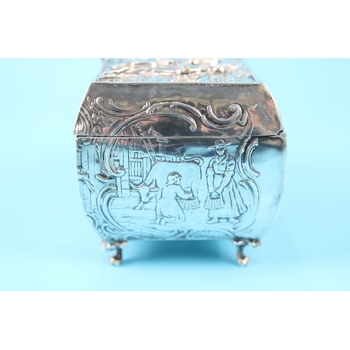 1 - Berthold Muller chased silver casket - Approx weight: 188g