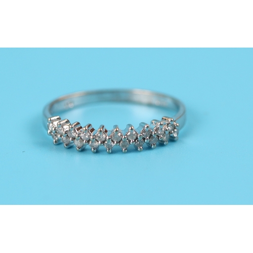 6 - White gold double row diamond ring