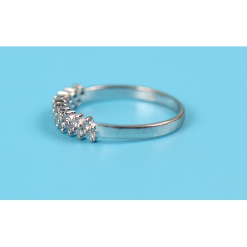 6 - White gold double row diamond ring