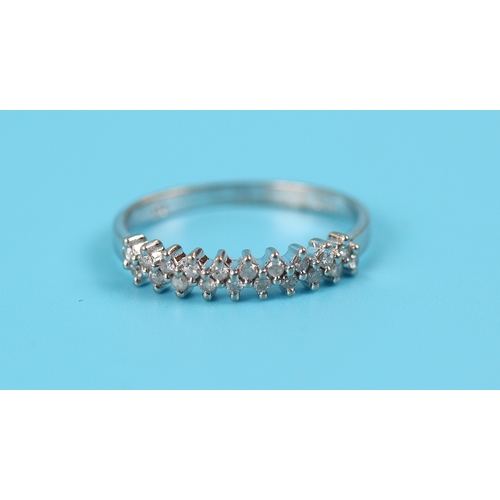 6 - White gold double row diamond ring