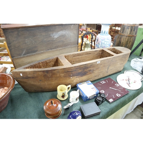 380 - Large carved wooden dug out canoe/planter - Approx L: 150cm