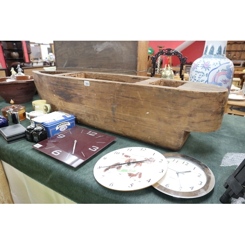 380 - Large carved wooden dug out canoe/planter - Approx L: 150cm