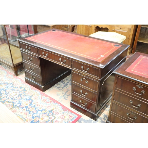 405 - Office suite comprising of leather top desk and leather top filing cabinet