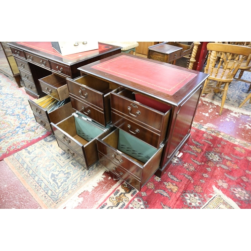 405 - Office suite comprising of leather top desk and leather top filing cabinet