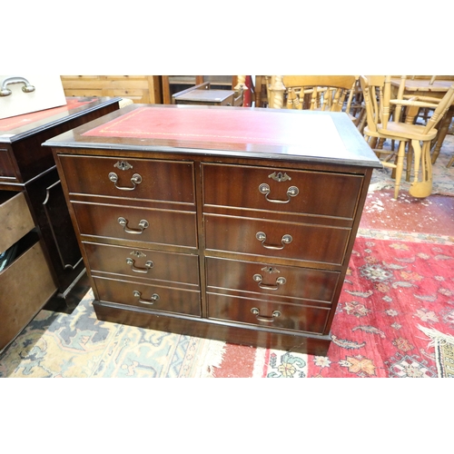 405 - Office suite comprising of leather top desk and leather top filing cabinet