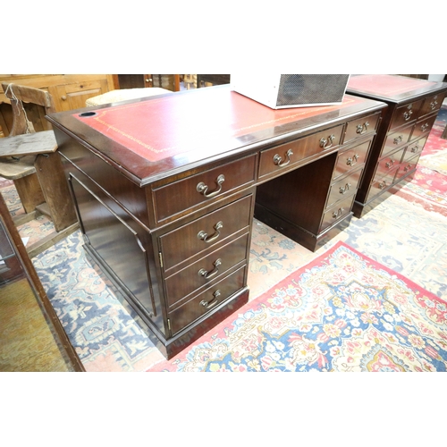 405 - Office suite comprising of leather top desk and leather top filing cabinet