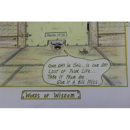 105 - Signed original Charles Bronson Jail Art on card - Words of Wisdom