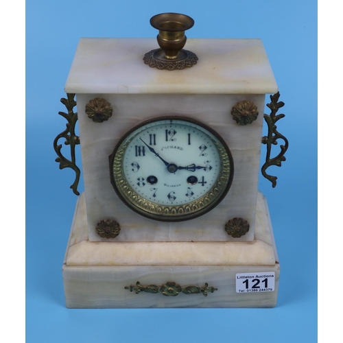 121 - French marble mantle clock marked Richard