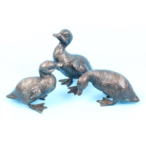 125 - Set of 3 bronze ducklings - Approx height of tallest: 15cm