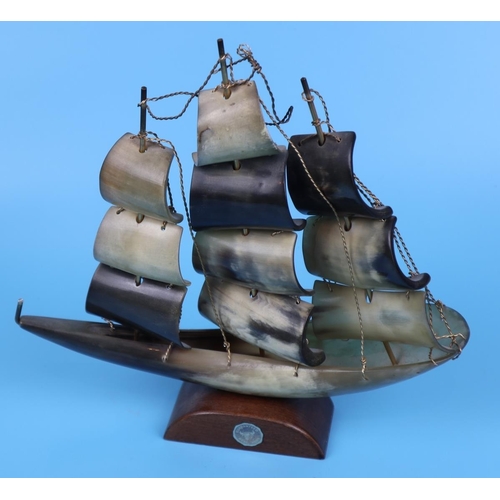 129 - Horn model sailboat - Approx H: 26cm