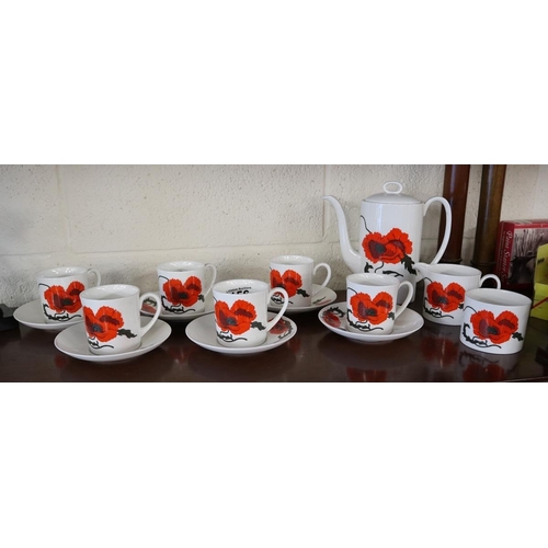 156 - Wedgwood - Susie cooper design Corn Poppy coffee set