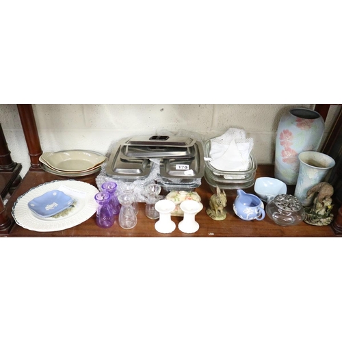 170 - Shelf of collectables to include Wedgwood Jasperware