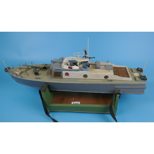 189 - Model RC navel ship with motor, servo and receiver