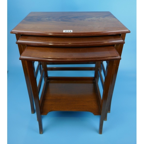 214 - Nest of 3 mahogany tables