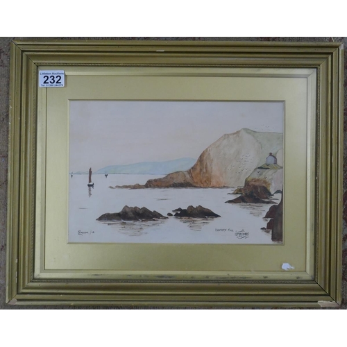 232 - Watercolour by C England - Lantern Hill - Ilfracombe