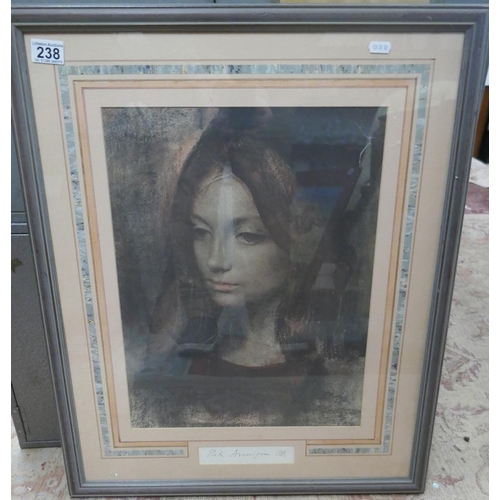 238 - Framed signed print of lady