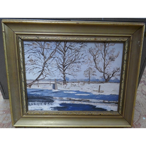 247 - Oil on board - Winter scene