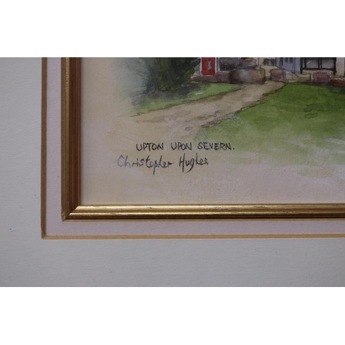 261 - Small watercolour - Upton on Severn signed Christopher Hughes (Ex Royal Worcester artist)