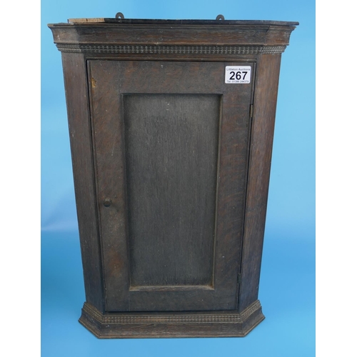 267 - Small antique oak corner cupboard