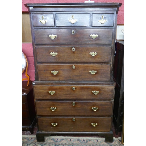 282 - Georgian mahogany chest on chest - Approx W: 107cm D: 56cm H: 182cm