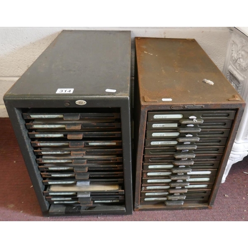 314 - 2 banks vintage filing drawers