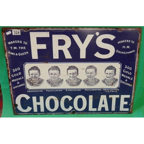 324 - Reproduction Fry's Chocolate metal sign - Approx size: 70cm x 50cm