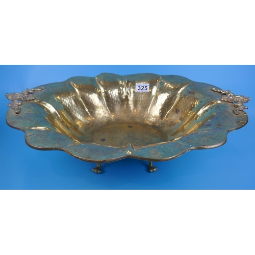 325 - Large scallop shape brass footed centre bowl