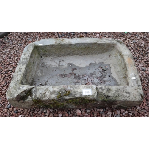 488 - Stone trough - Approx W: 80cm D: 54cm H: 24cm