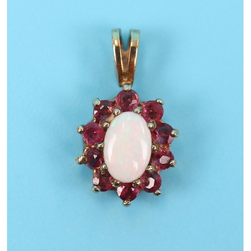 67 - Gold, ruby and opal pendant