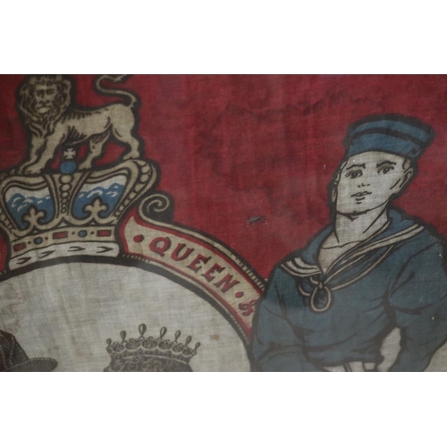 229 - Rare framed George V silk flag - Approx image size: 80cm x 77cm