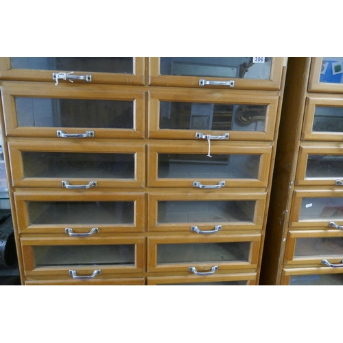 306 - Pair of mid-century haberdashery cabinets - H: 199cm