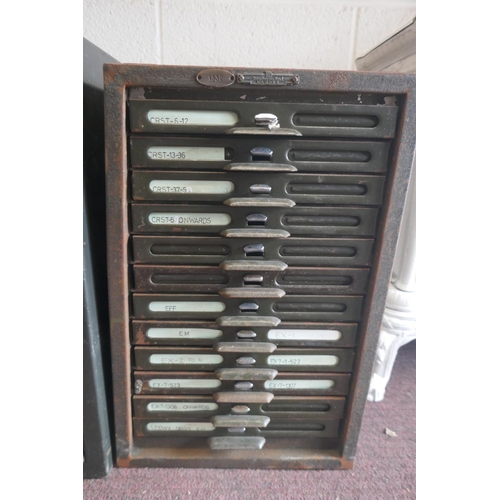 314 - 2 banks vintage filing drawers