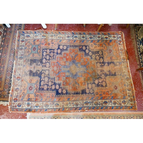 491 - Antique hand woven Persian rug - Approx 150cm x 107cm