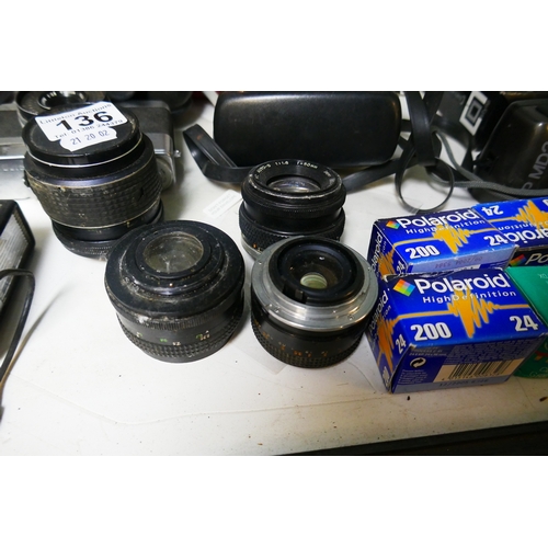 136 - Large collection of cameras, lenses etc